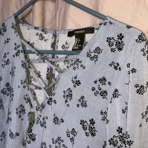 Sexy Dainty Floral Forever 21 Long Sleeve Blouse